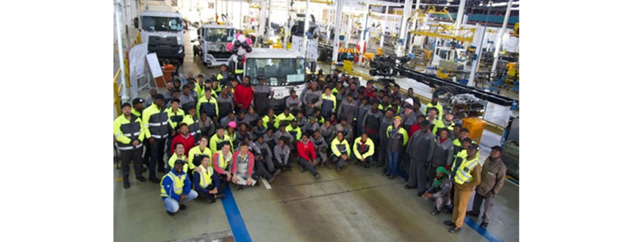 UD Trucks’ first new Croner for Southern Africa lined off from its Rosslyn assembly factory in South Africa